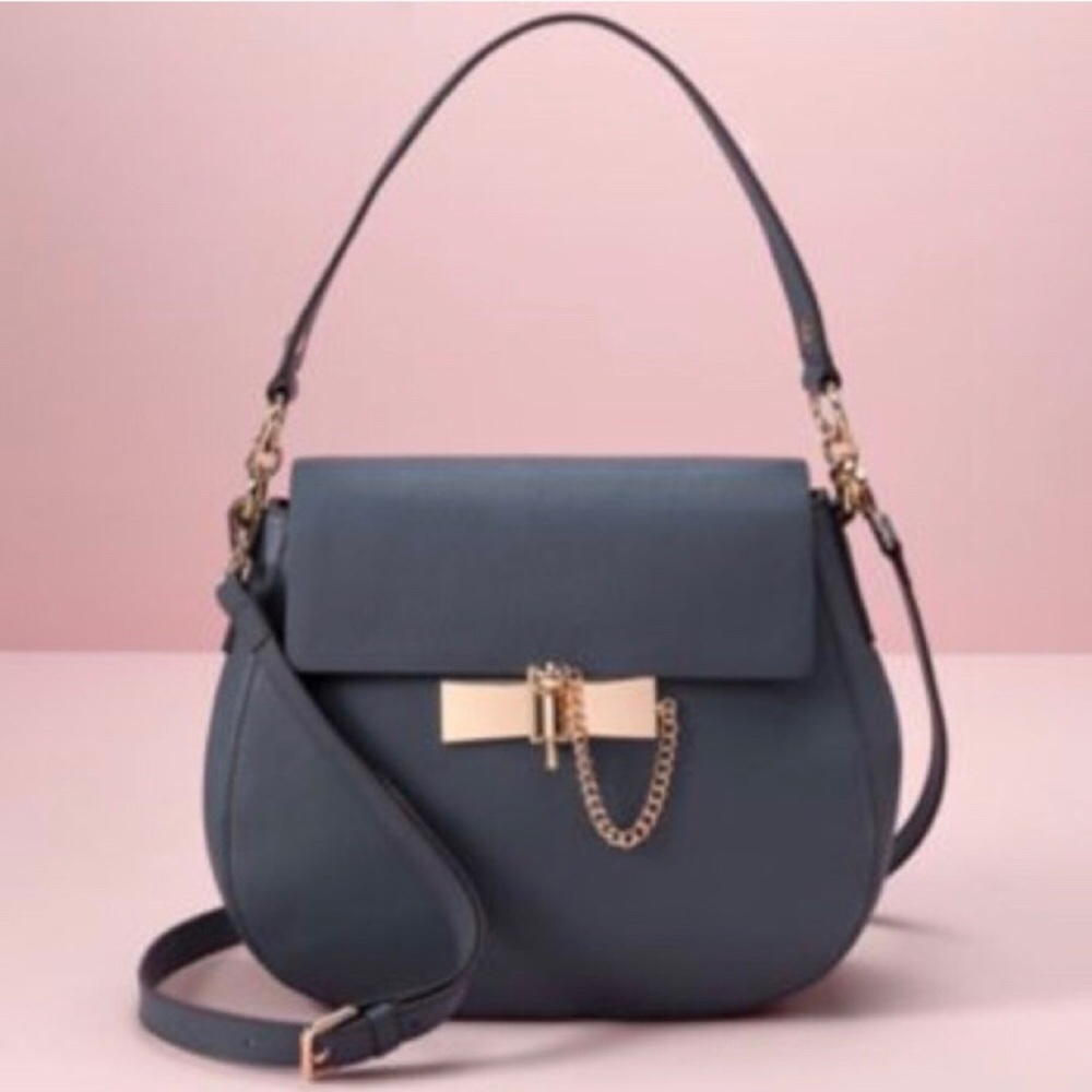 LC Lauren Conrad Runway Leather Purse in Gray